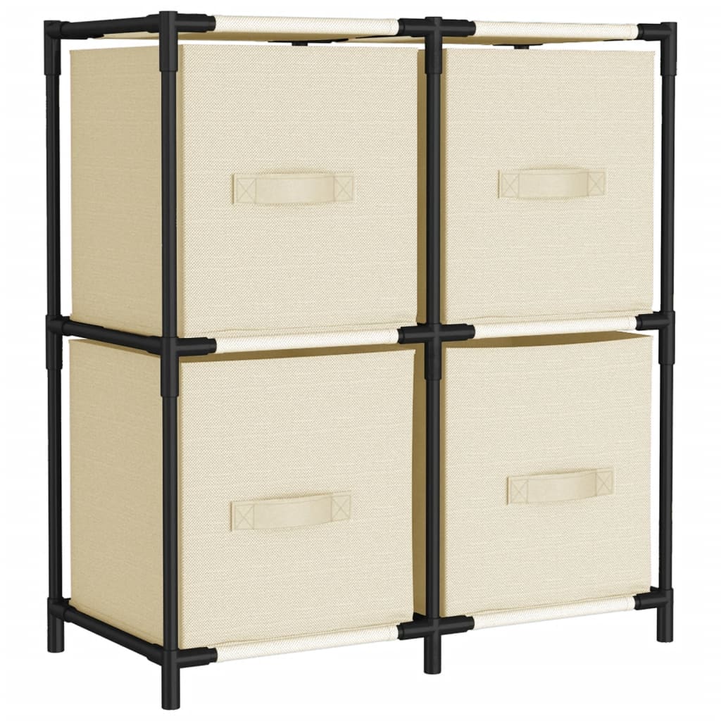 Storage Cabinet with 4 Fabric Baskets Cream 63x30x71 cm Steel